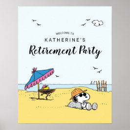 Pensioenpartij | Snoopy & Woodstock op het strand Poster