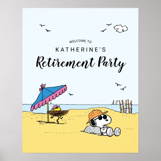 Pensioenpartij | Snoopy & Woodstock op het strand Poster (Voorkant)