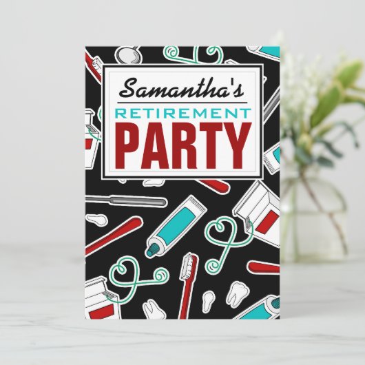 Pensioenpartij tandheelkundige verzorger/tandarts kaart (Staand voorkant)