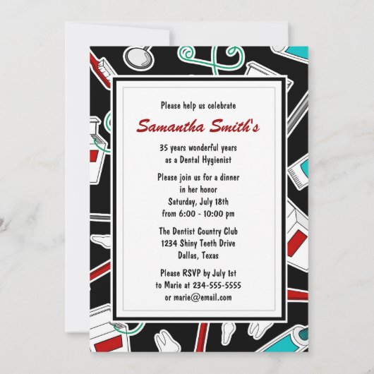 Pensioenpartij tandheelkundige verzorger/tandarts kaart (Achterkant)