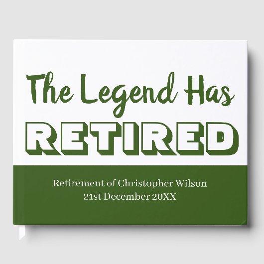 Pensioenpartij The Legend heeft groen Mannen pensi Gastenboek (Voorkant)