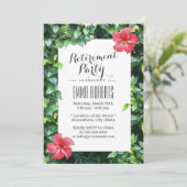 Pensioenpartij Tropisch strand Rode Floral Kaart (Staand voorkant)