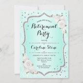 Pensioenpartij - Turquoise Silver White Roses Kaart (Voorkant)