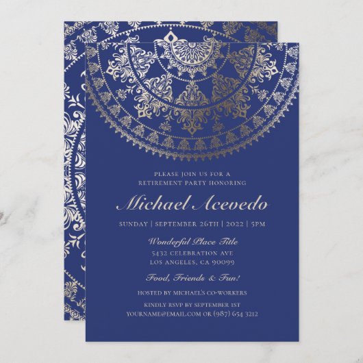 Pensioenpartij Uitnodigingen Gold Foil (Voorkant / Achterkant)