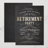 Pensioenpartij Uitnodigingen Gold Foil Scrollwork (Voorkant / Achterkant)