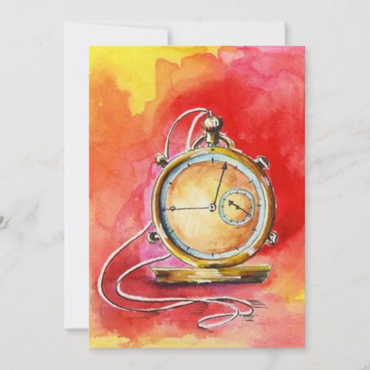 Pensioenpartij Uitnodigingen Gold Pocket Watch (Voorkant)