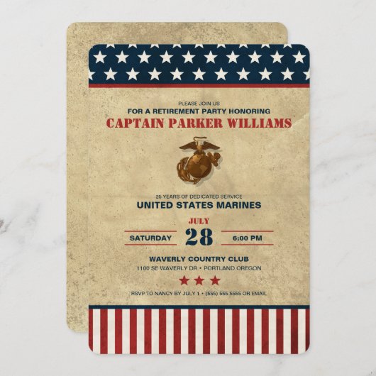 Pensioenpartij van het US Marines Corps Kaart (Voorkant / Achterkant)