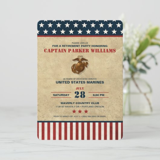 Pensioenpartij van het US Marines Corps Kaart (Staand voorkant)