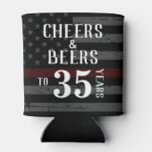 Pensioenpartij voor brandweermannen en -beren blikjeskoeler (Achterkant)