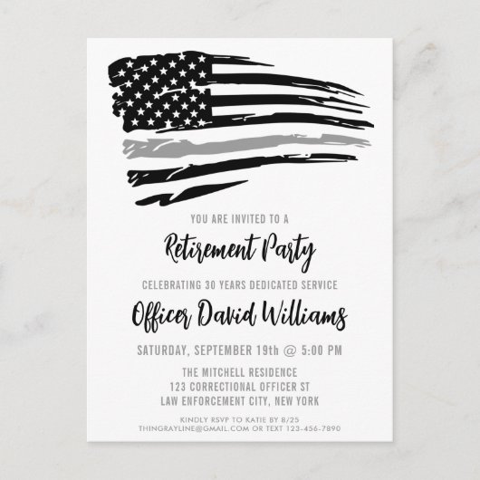 Pensioenpartij voor de correctiefunctionaris aankondigingskaart (Voorkant)