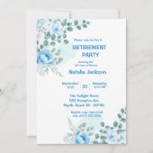 Pensioenpartij voor Elegant Blue Floral Waterverf Kaart (Voorkant)