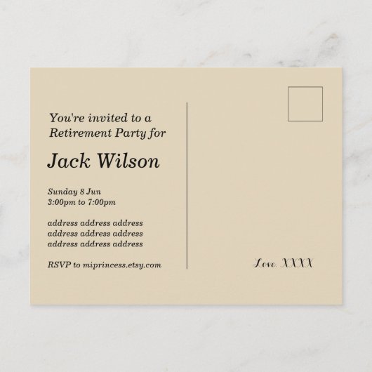 Pensioenpartij voor kaas en bier uitnodiging briefkaart (Achterkant)