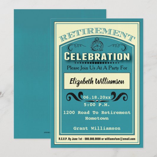 Pensioenpartij voor opnemende retiree kaart (Voorkant / Achterkant)