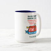 Pensioenpartij voor postpersoneel in ruste tweekleurige koffiemok (Voorkant rechts)