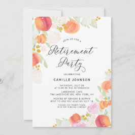 Pensioenpartij waterverf Perziken en bloemen Kaart