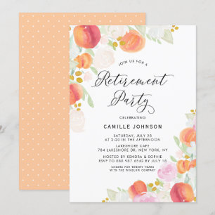 Pensioenpartij waterverf Perziken en bloemen Kaart