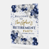 Pensioenpartij Welkom Blauwe Ballonnen Acryl Bord (Hoek)