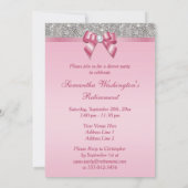 Pensioenpartij Zilveren juwelen Roze Faux Bow Kaart (Achterkant)