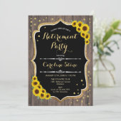 Pensioenpartij - Zonnebloemen Rustisch hout Kaart (Staand voorkant)