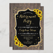 Pensioenpartij - Zonnebloemen Rustisch hout Kaart (Voorkant / Achterkant)