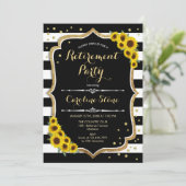 Pensioenpartij - Zonnebloemen, witte strepen Kaart (Staand voorkant)