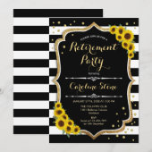 Pensioenpartij - Zonnebloemen, witte strepen Kaart (Voorkant / Achterkant)