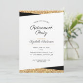 Pensioenpartij | Zwart en Goud Glitter Kaart (Staand voorkant)