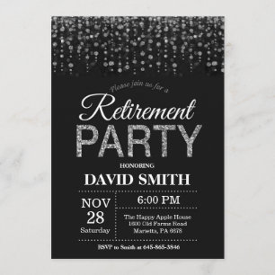 Pensioenpartij zwart en zilver glitter kaart