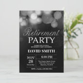 Pensioenpartij zwart en zilver glitter kaart (Staand voorkant)