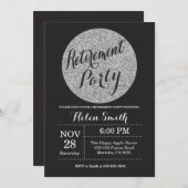 Pensioenpartij zwart en zilver glitter kaart (Voorkant / Achterkant)