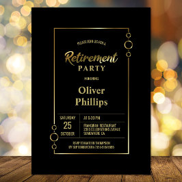 Pensioenpartij zwart met Gold Lijst Party Kaart