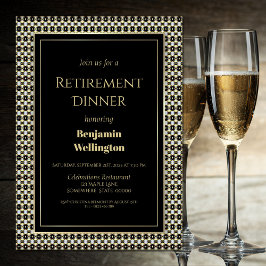 Pensioenpartij zwart wit en gouddiner kaart