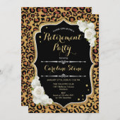 Pensioenpartij - Zwarte Gold Leopard Print Kaart (Voorkant / Achterkant)
