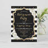 Pensioenpartij - Zwarte witte strepen Kaart (Staand voorkant)