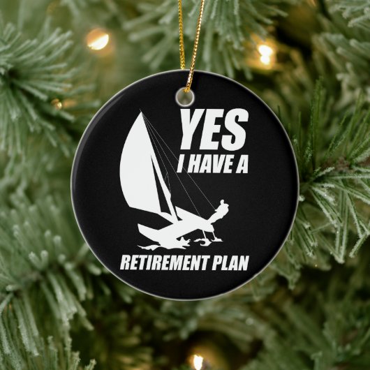 Pensioenplan Catamaran Trapeze Zeilkapitein Keramisch Ornament (Boom)