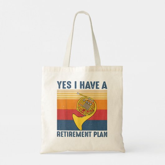 Pensioenplan Franse Horn Music Funny Reberekend Mu Tote Bag (Achterkant)