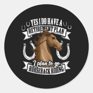 Pensioenplan Grappig Paardrijden Paardrijden Paard Ronde Sticker