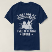 Pensioenregeling ik zal Drums'jes in ruste zetten T-shirt (Design voorkant)