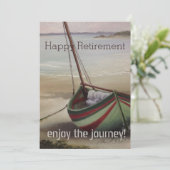 Pensioenreis zeilboot bedankkaart (Staand voorkant)