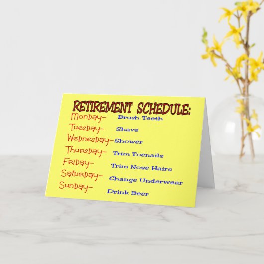 Pensioenschema - Grappige pensioengeschenken Kaart (Gele Bloem)