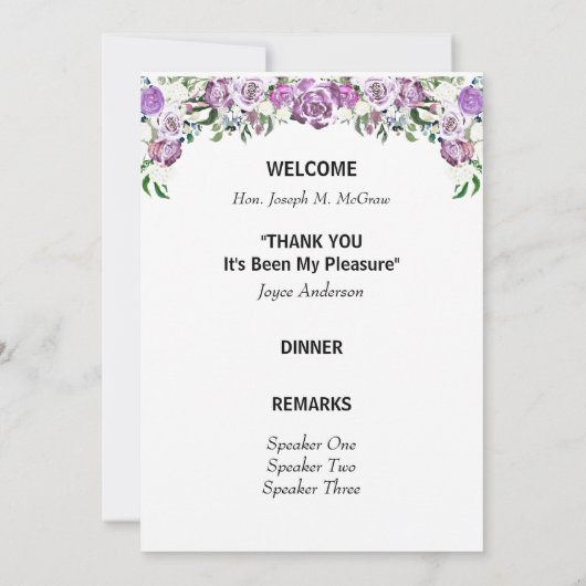 Pensioentabel Programma Paarse Floral (Achterkant)