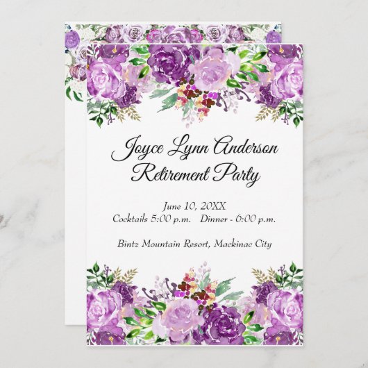 Pensioentabel Programma Paarse Floral (Voorkant / Achterkant)