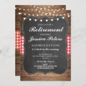 Pensioenuitkering Birthday Red Gingham Chalk Invit Kaart (Voorkant / Achterkant)