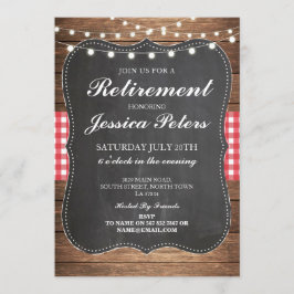 Pensioenuitkering Birthday Red Gingham Chalk Invit Kaart