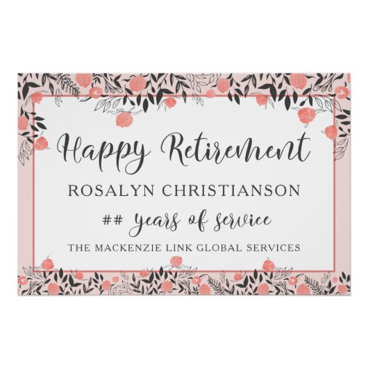 Pensioenuitkering per jaar Roos Gold Blush Pink Fl Perfect Poster (Voorkant)