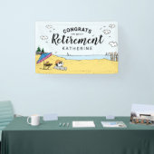 Pensioenuitkering | Snoopy & Woodstock op de Beach Spandoek (Beurs)