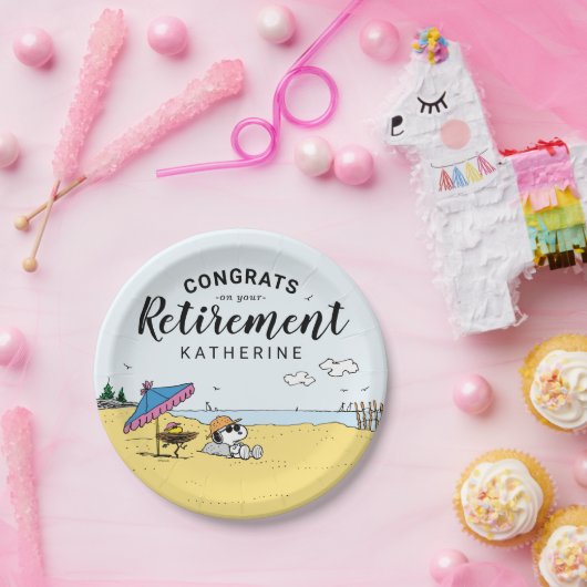 Pensioenuitkering | Snoopy & Woodstock op het stra Papieren Bordje (Feest)