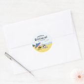 Pensioenuitkering | Snoopy & Woodstock op het stra Ronde Sticker (Envelop)