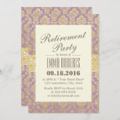 Pensioenuitkering van Classy Gold en Violet Damask Kaart (Voorkant / Achterkant)