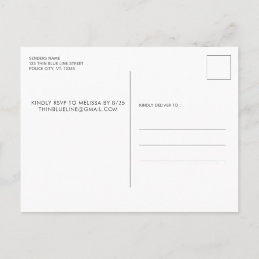 Pensioenuitkering van politie Thin Blue Line Ameri Uitnodiging Briefkaart (Achterkant)